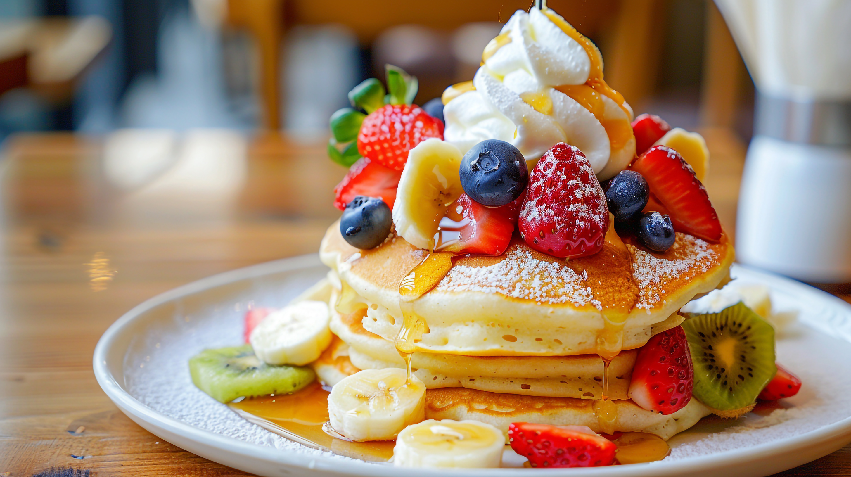 フルーツがのってるパンケーキ